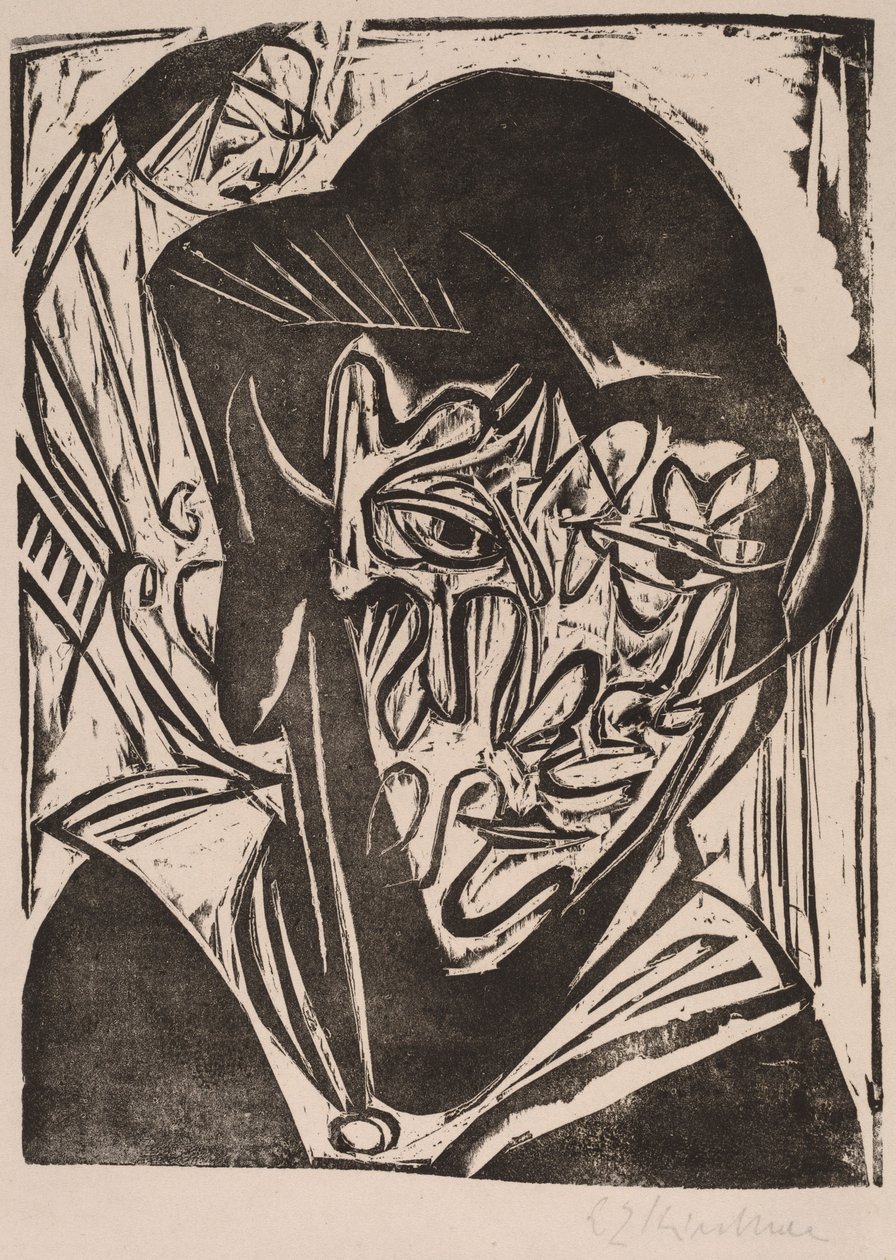 Kvinne med slør, 1915. av Ernst Ludwig Kirchner
