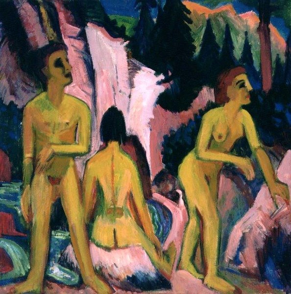 Badefigurer (gouache) av Ernst Ludwig Kirchner