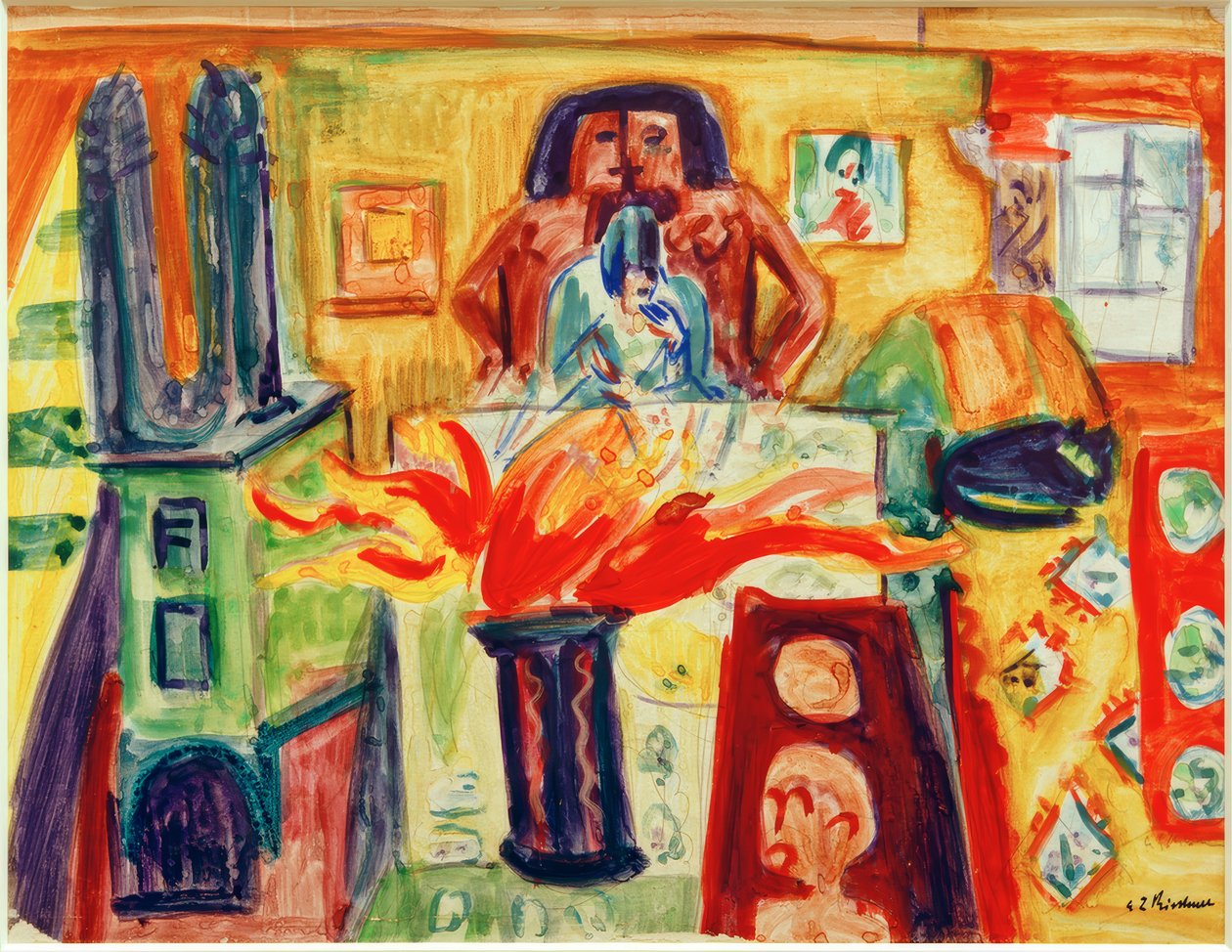 E.L.Kirchner, Interiør med tulipaner av Ernst Ludwig Kirchner