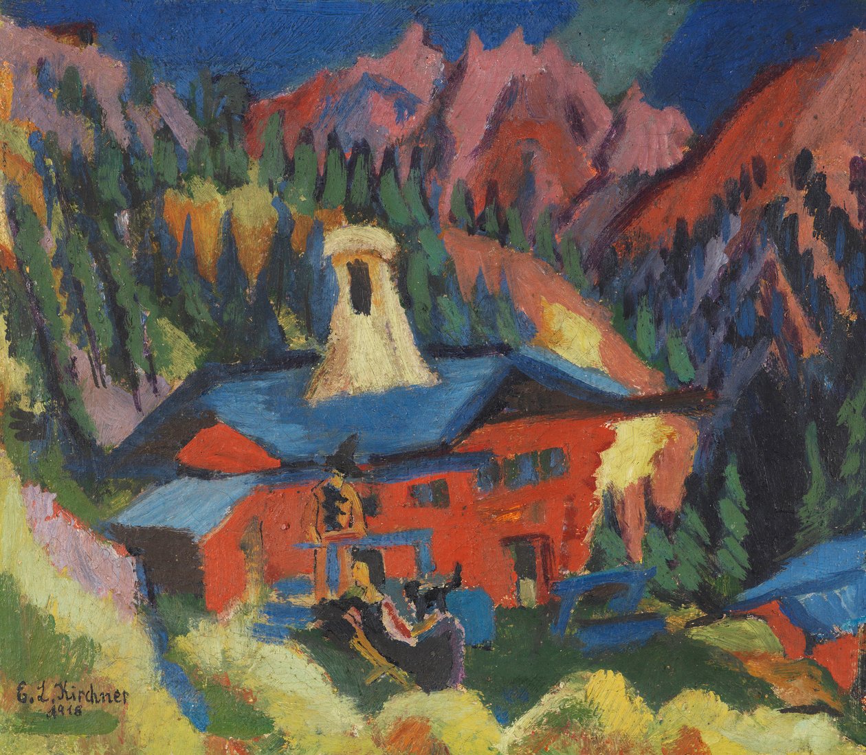 Hus på Stafelalp, 1918-1919. av Ernst Ludwig Kirchner