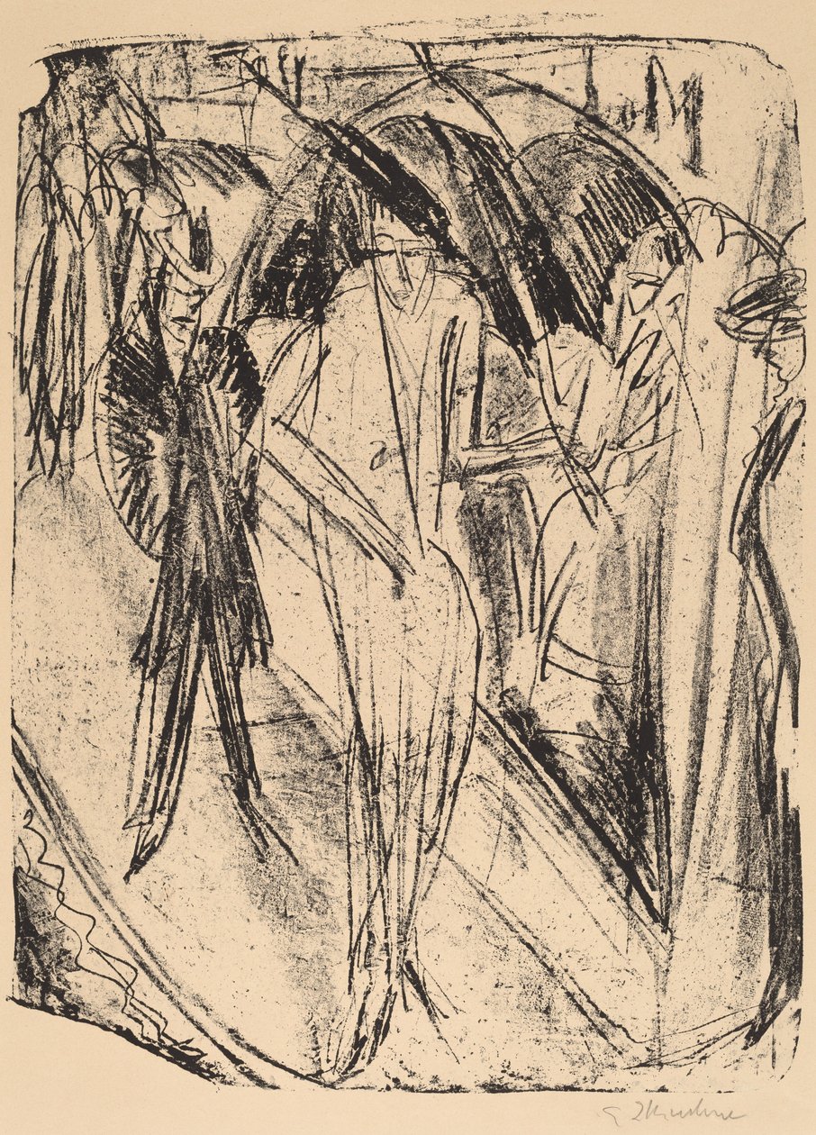 Dame i regnet av Ernst Ludwig Kirchner