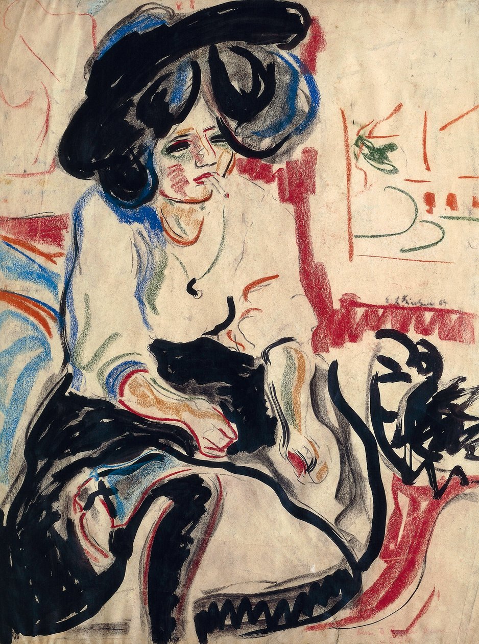 Ung kvinne med sigarett av Ernst Ludwig Kirchner