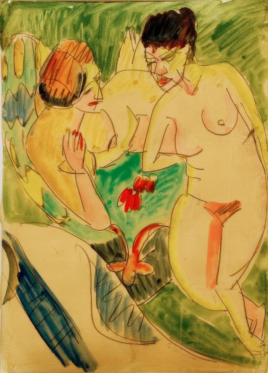 To nakne kvinner av Ernst Ludwig Kirchner