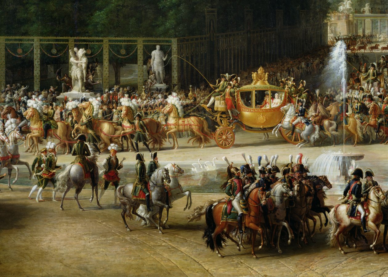 Napoleons (1769-1821) og Marie-Louises (1791-1847) inntog i Tuileries-hagene på bryllupsdagen, 2. april 1810 (detaljer) (se også 19847 og 335481) av Etienne Barthelemy Garnier