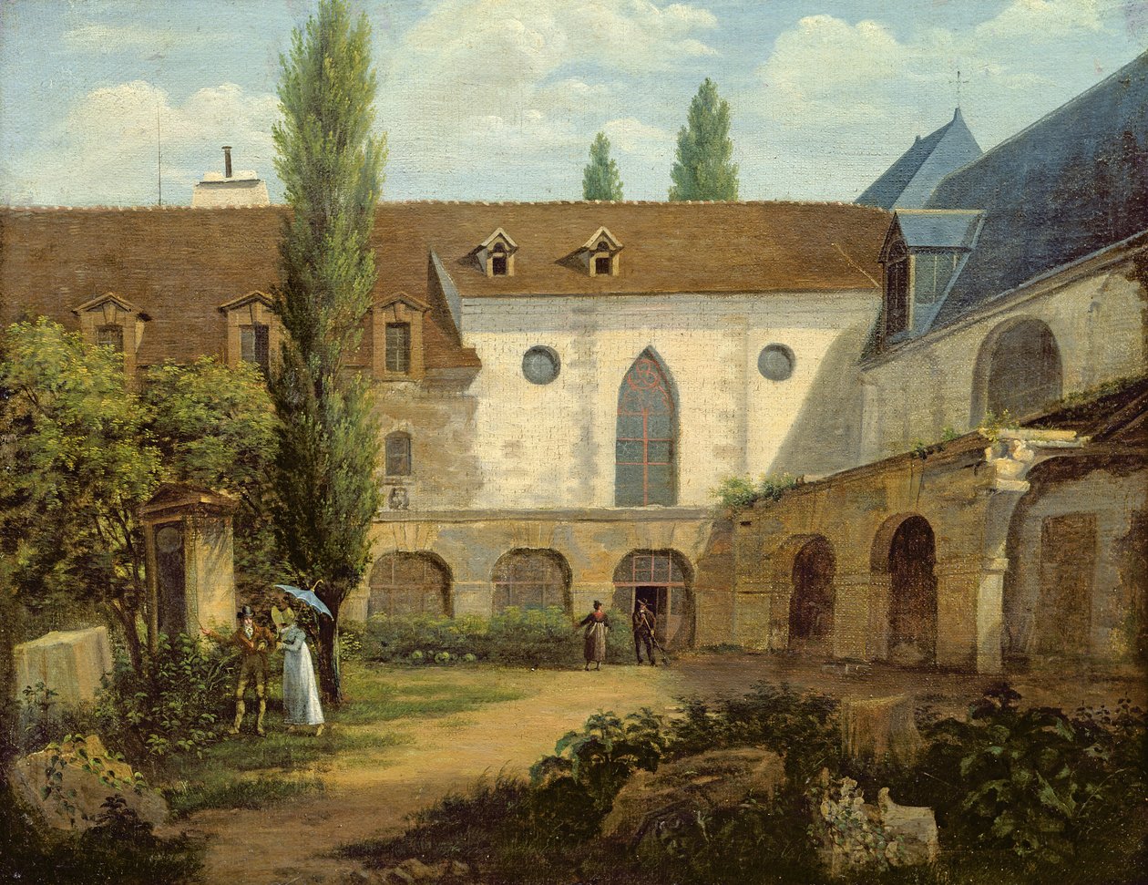 Klostergården til Petits-Augustins a Paris, ca. 1818 av Etienne Bouhot