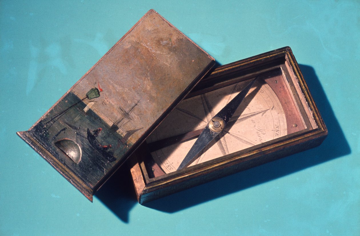 Tråkompass med dekorert trelokk, ca. 1800 (blandet media) av Etienne Lenoir