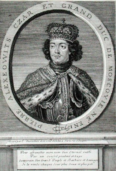 Peter I (1672-1725) (gravering) av Etienne Jehandier Desrochers