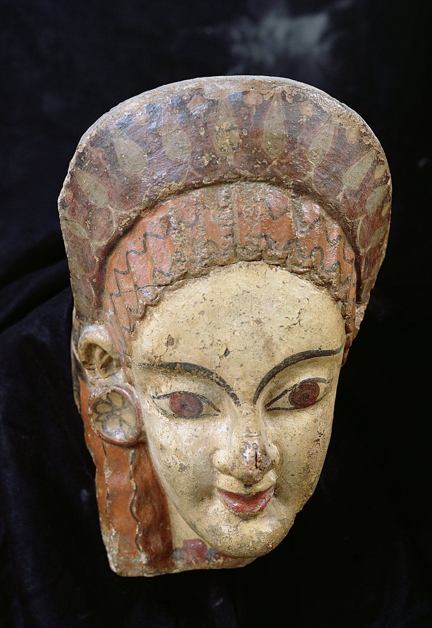 Antefiks med kvinnehode, fra Cerveteri (keramikk) av Etruscan