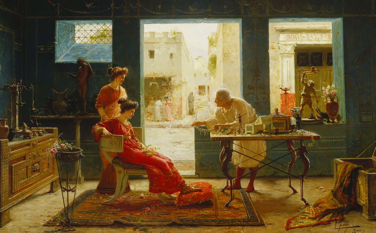 Pompeii antikviteter (olje på lerret) av Ettore Forti