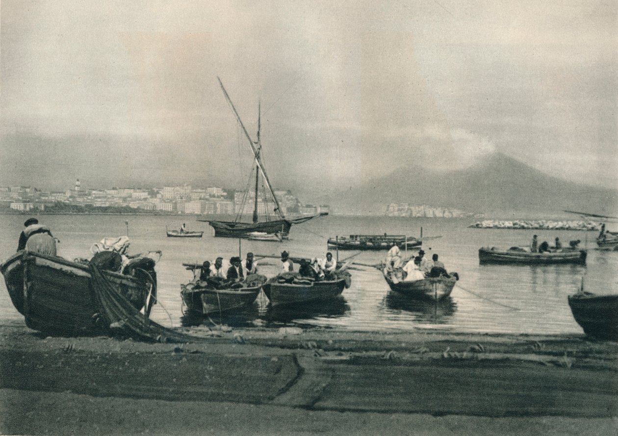 Fiskere som setter til sjøs, Napoli, Italia, 1927 av Eugen Poppel