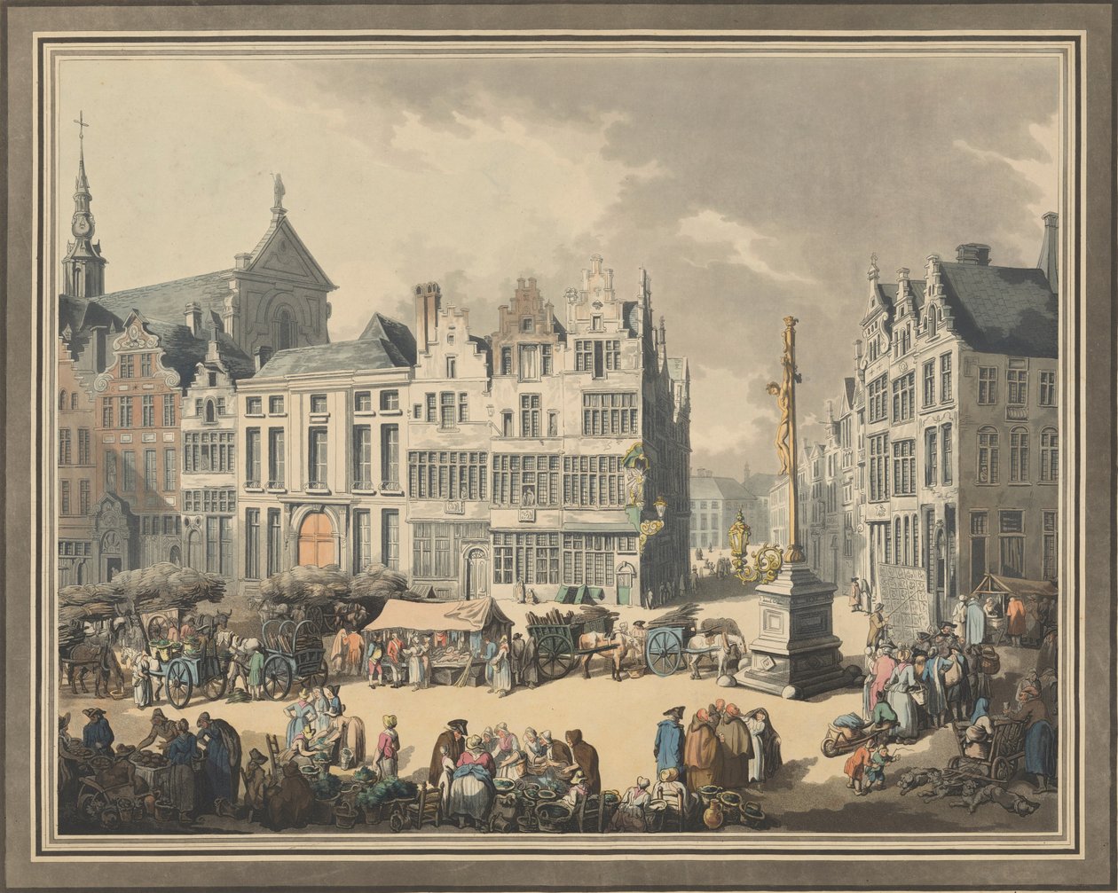 Place de Meir at Antwerp, 1797.    1199261   no       norwegian Successfully Translated  Original: Harley 4431 volume II, f.259v Miniature of a woman reading moral proverbs at the beginning of the Proverbes moraux, from The Book of the Queen, by Christine  av Eugen Poppel