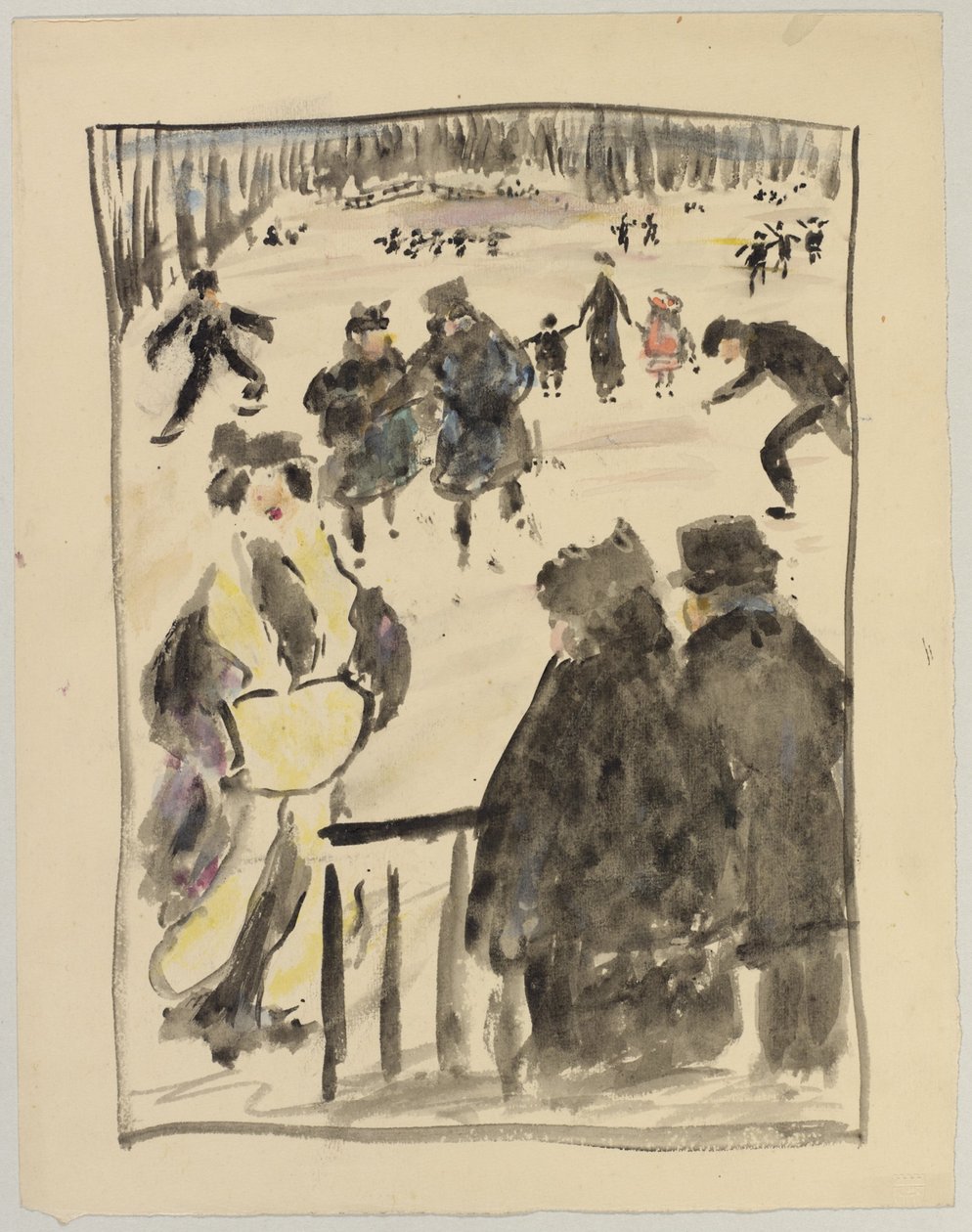 Vinterlandskap (skøyteløpere på isen) av Eugen von Kahler