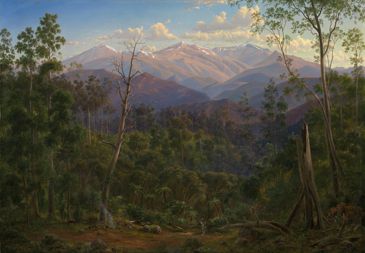 Mount Kosciusko, sett fra den viktorianske grensen (Mount Hope Ranges) av Eugene von Guérard