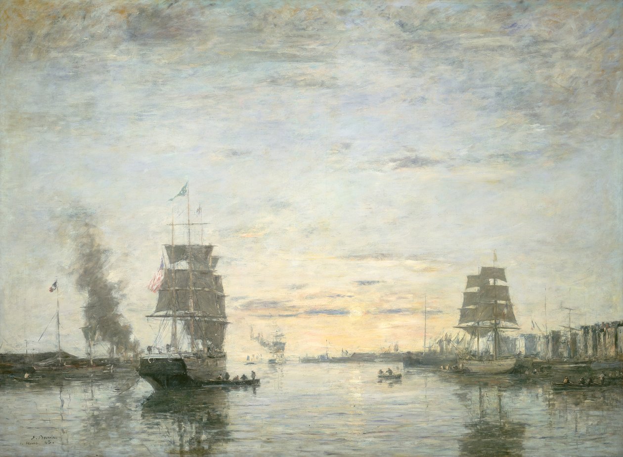 Inngang til havnen, Le Havre av Eugene Louis Boudin