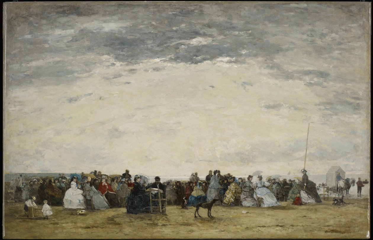 Ferierende på stranden i Trouville av Eugene Louis Boudin