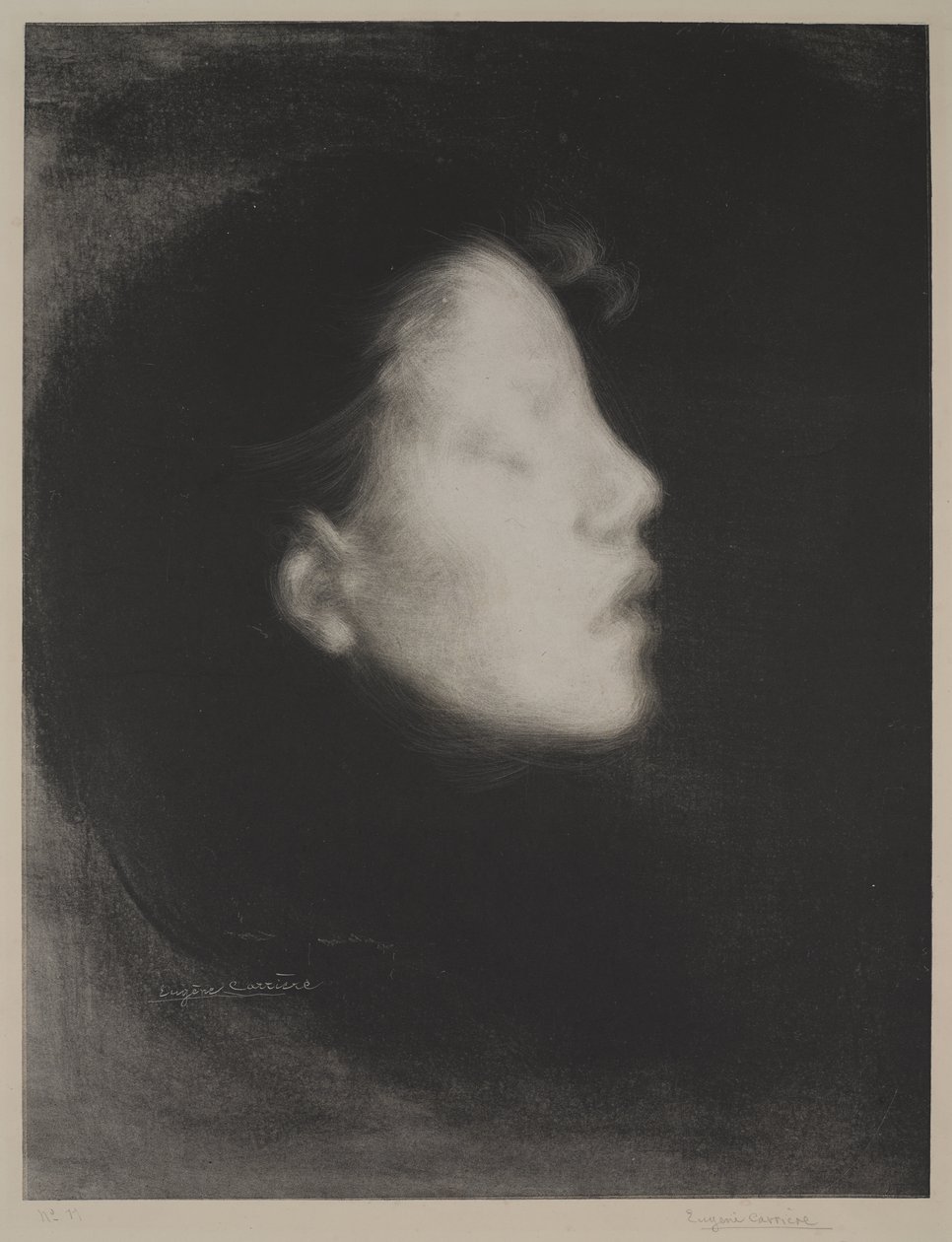 Nelly Carriere (Tete de femme), 1895 (litografi på vevd papir) av Eugène Carrière