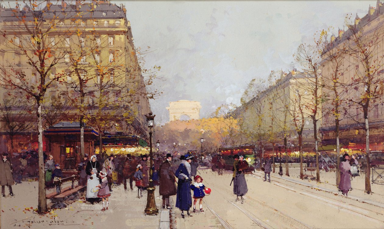 Champs Elysees, Paris av Eugene Galien Laloue