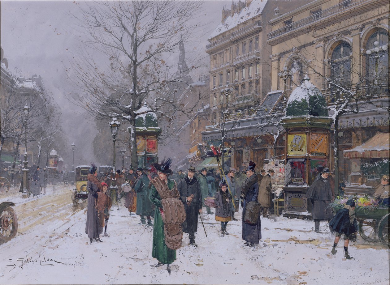Parisisk gatebilde av Eugene Galien Laloue
