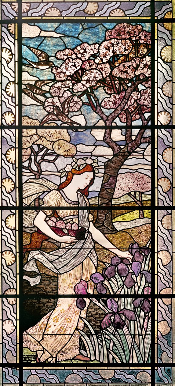 Vår, 1894 (farget glass) av Eugene Grasset