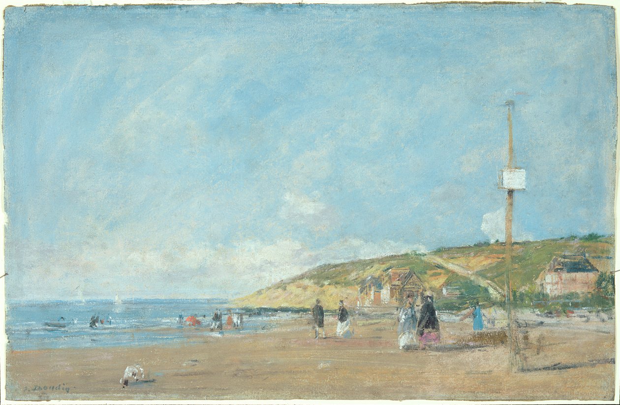 A Seashore (pastell på papir) av Eugene Louis Boudin