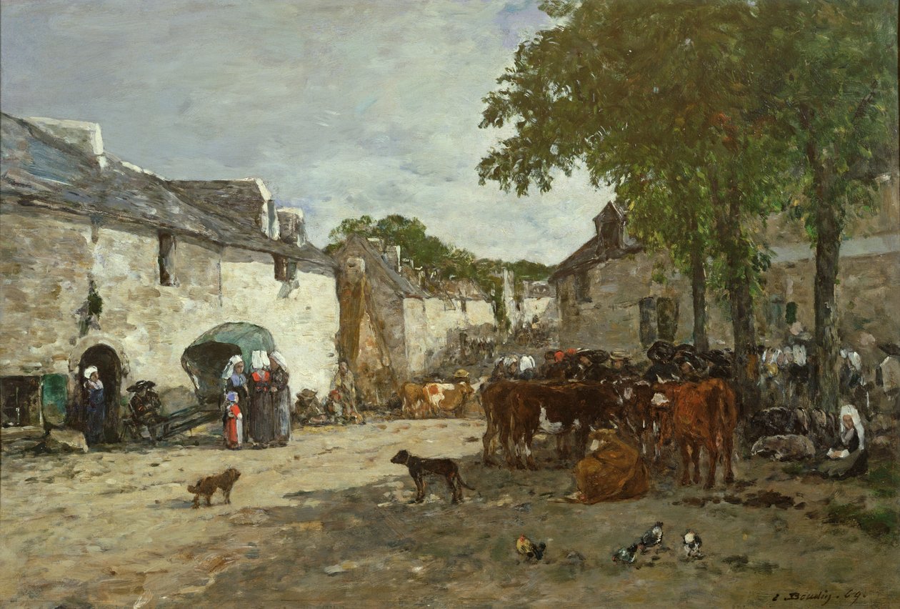 Dyremarkedet i Daoulas, 1869 av Eugene Louis Boudin