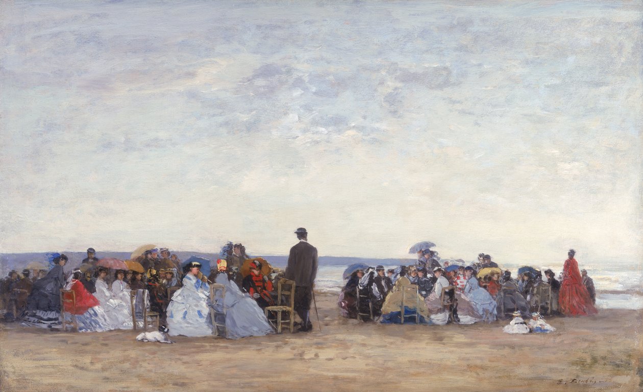 Strandscene nær Trouville, ca. 1863-66 av Eugene Louis Boudin
