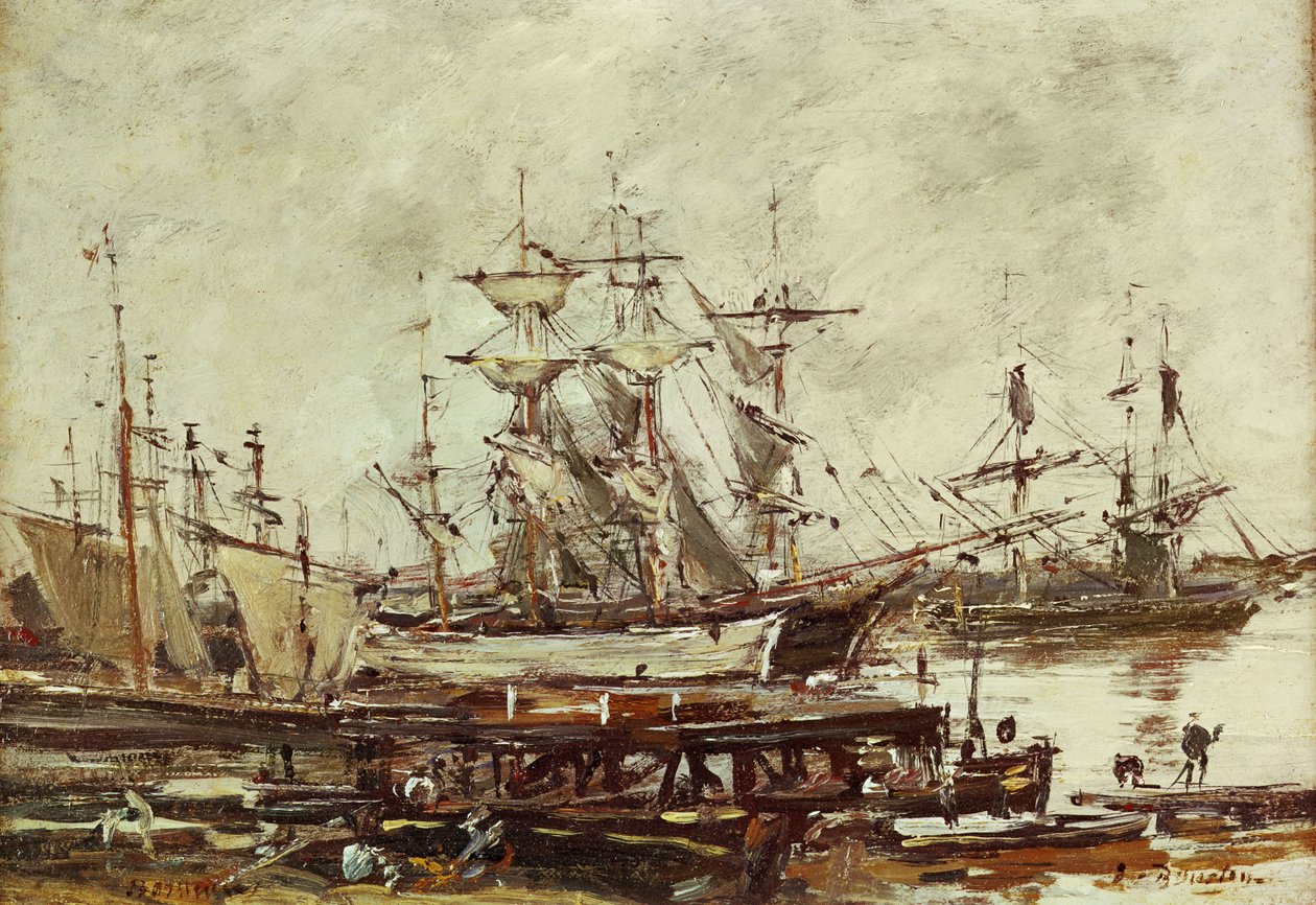 Seilskip i havnen i Bordeaux av Eugene Louis Boudin