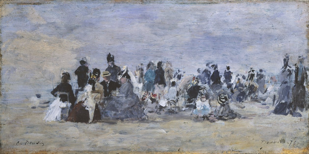 Stranden ved Trouville, 1875 av Eugene Louis Boudin
