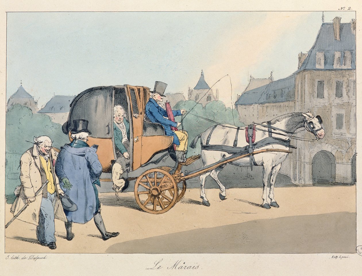 Le Marais, ca. 1825 (farget lito) av Eugene Louis Lami