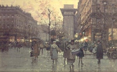 La Porte St. Denis, Paris av Eugene Galien Laloue