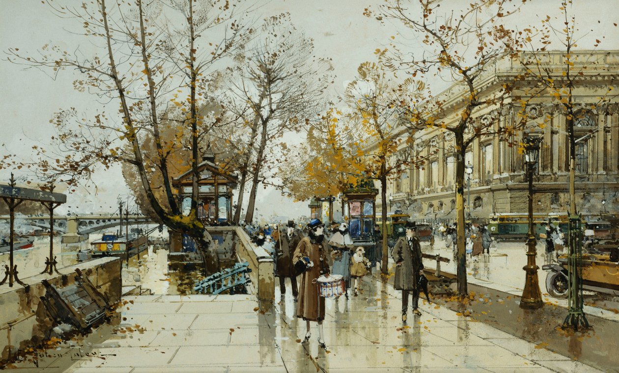 Quai de Louvre, Paris av Eugene Galien Laloue