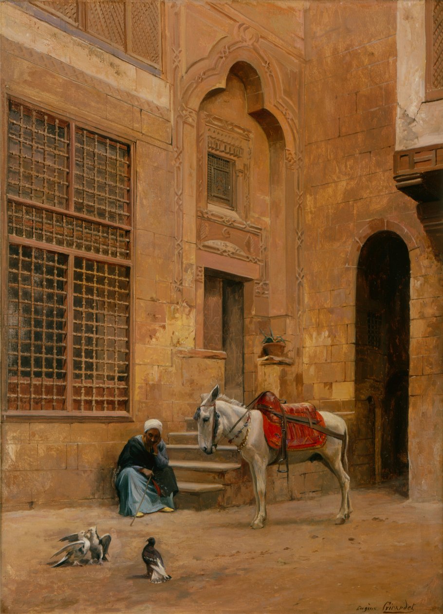 The Courtyard (olje på lerret) av Eugene Alexis Girardet