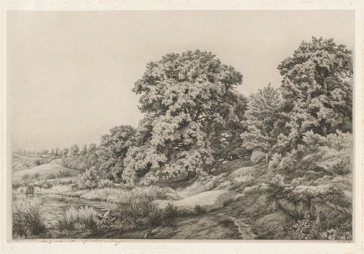 Oaks near a Pond, 1852. av Eugene Bléry