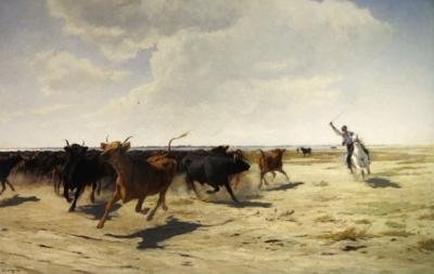 The Round-up (olje på lerret) av Eugene Burnand