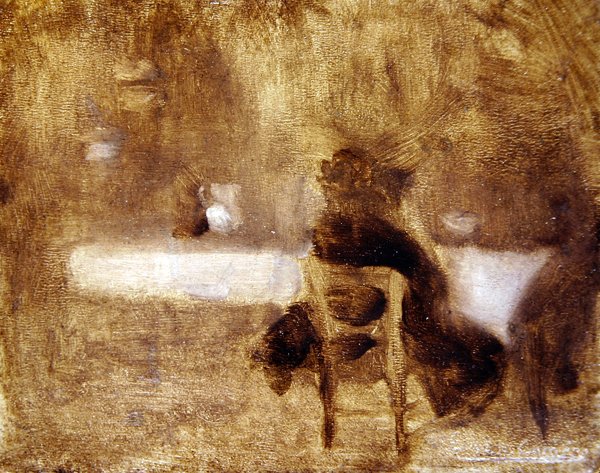 Girl from Behind (olje på panel) av Eugène Carrière