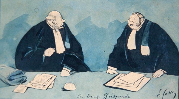 To advokater, ca. 1900 (farge litho) av Eugene Cottin