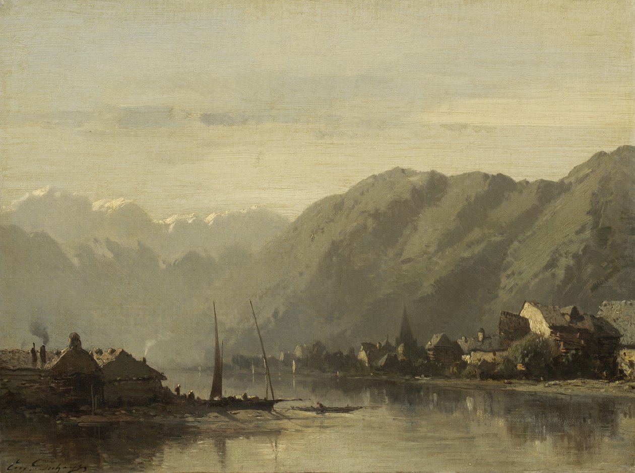 En sveitsisk innsjø, 1838-90 av Eugene Deshayes