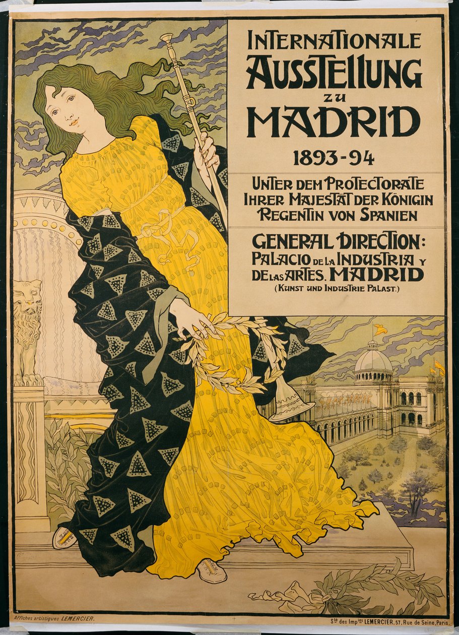 Plakatreklame "International Exhibition in Madrid", 1893 av Eugene Grasset