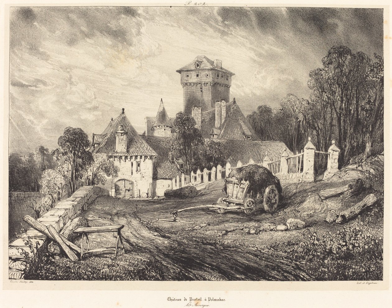 Castle of Pesteil i Polminhac av Eugene Isabey