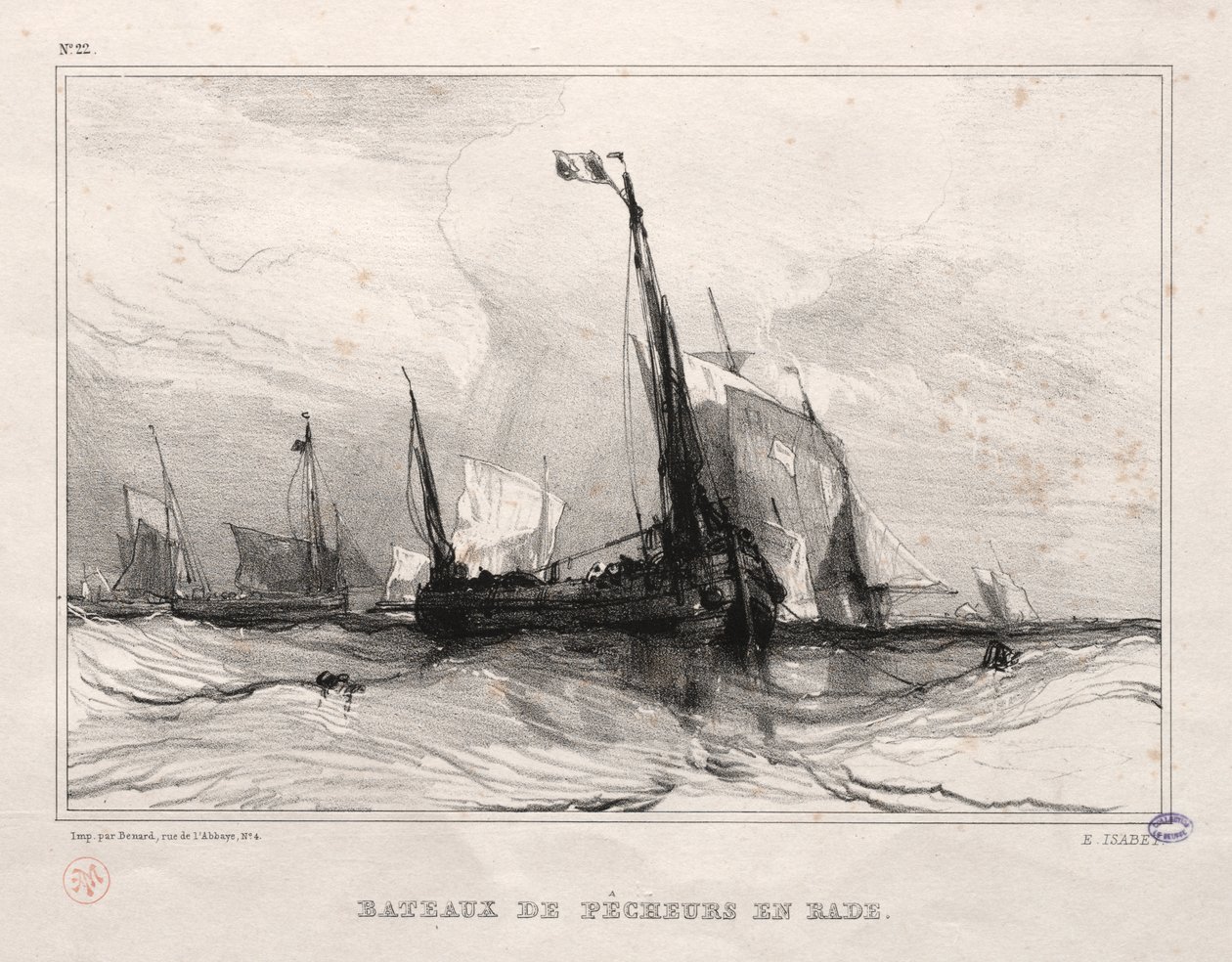 Fiskebåter ved anker av Eugene Isabey