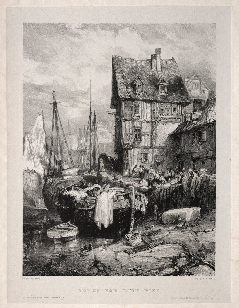Six Marines: Interior of a Port, 1833. av Eugene Isabey