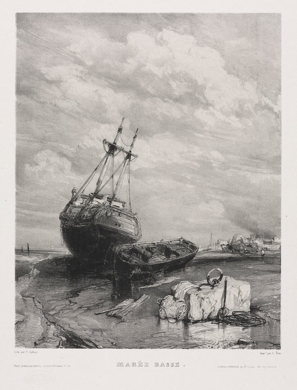 Six Marines: Low Tide, 1833. av Eugene Isabey