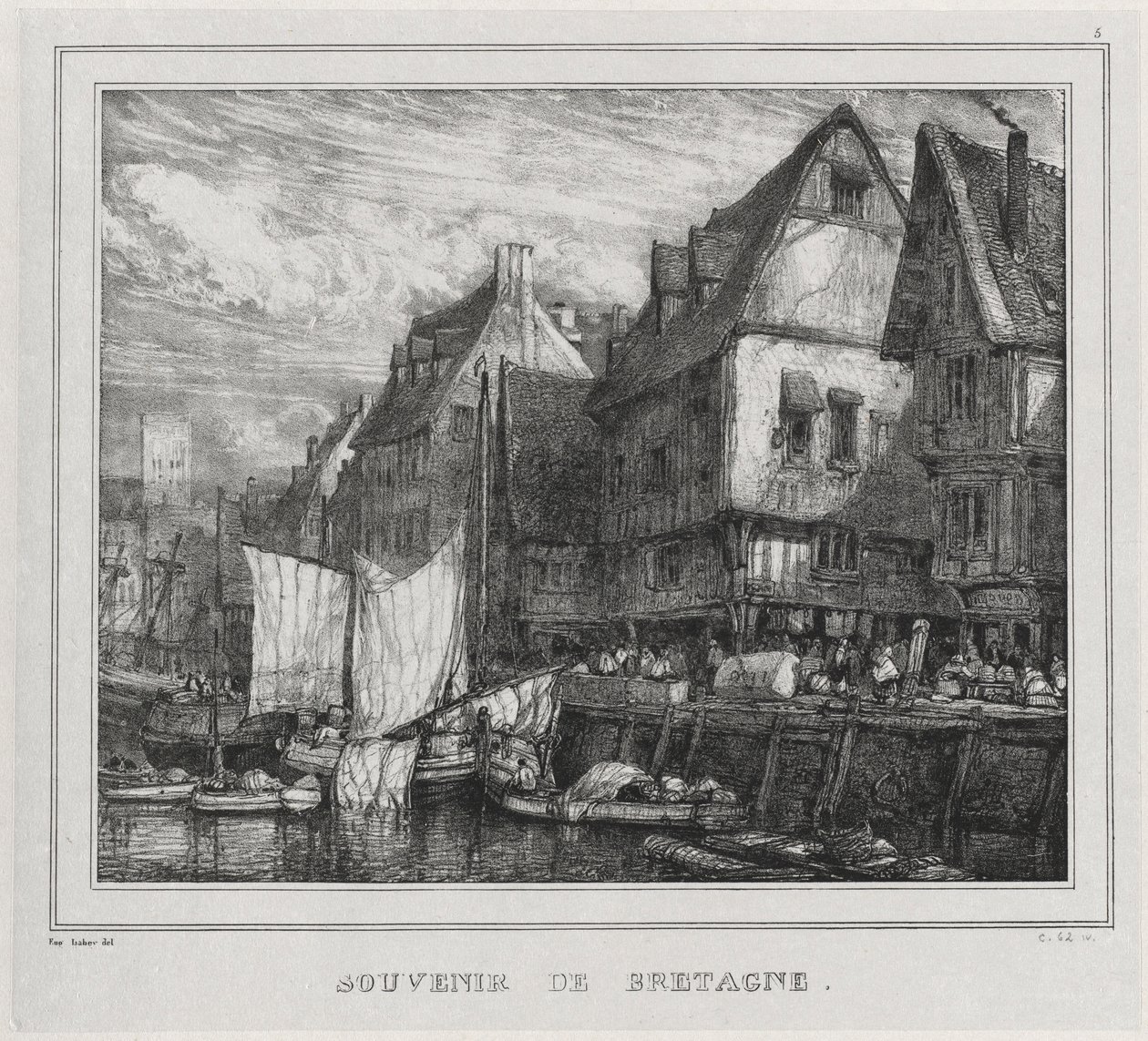 Suvenirer: Souvenir of Brittany, plate 5, 1832. av Eugene Isabey
