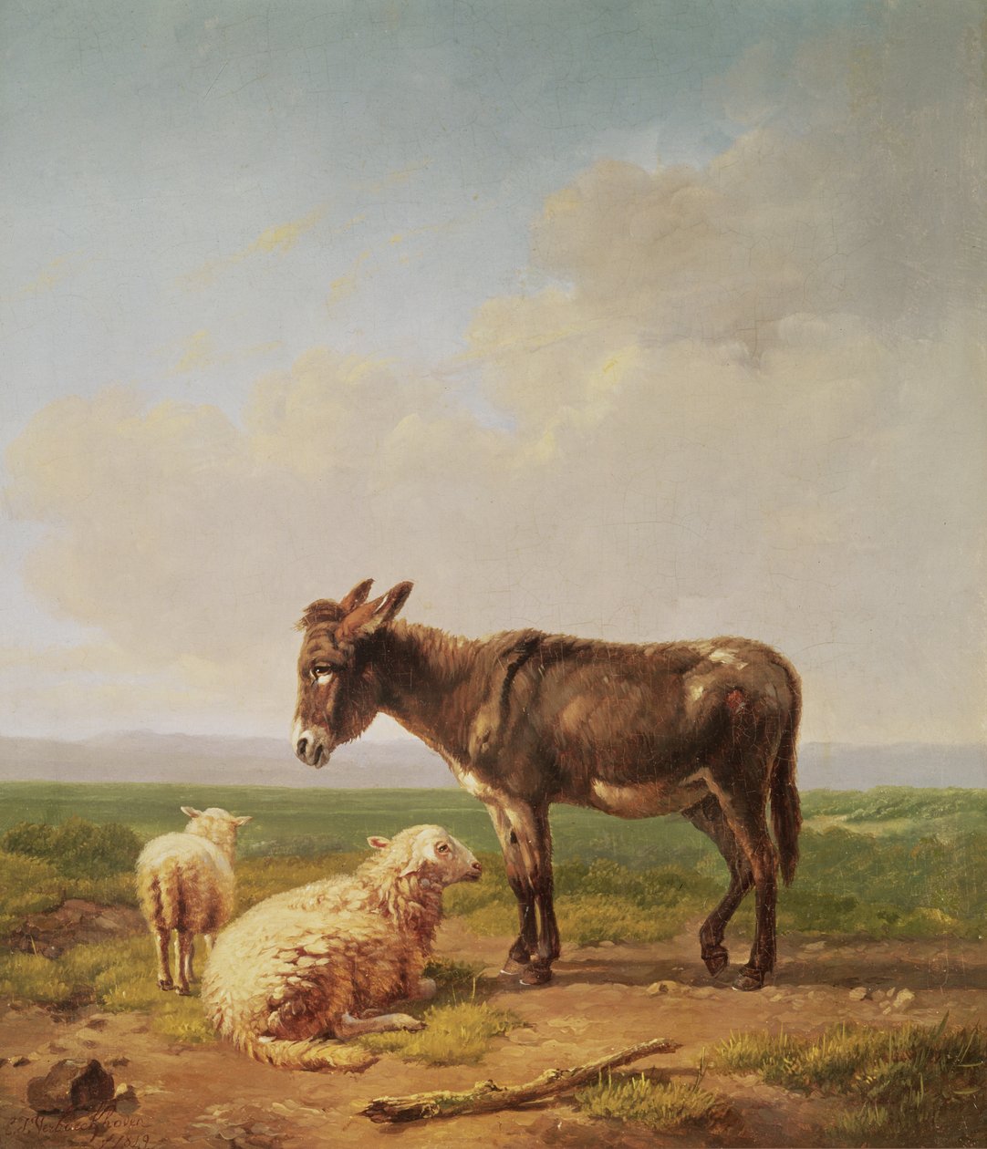 Ass og sau, 1849 (olje) av Eugene Joseph Verboeckhoven