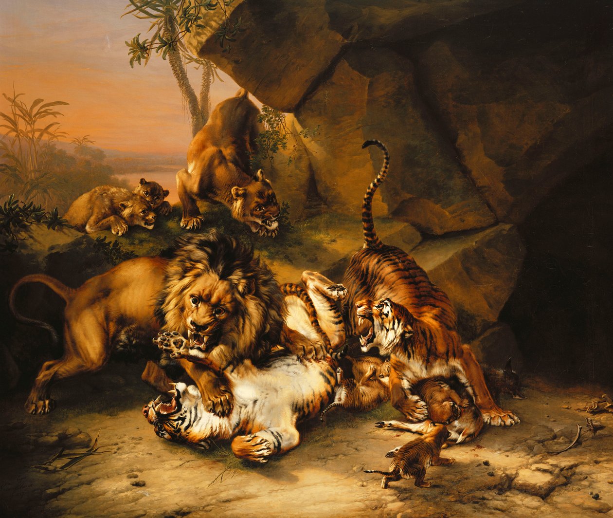 Slaget om tigre og løver, av Eugene Joseph Verboeckhoven
