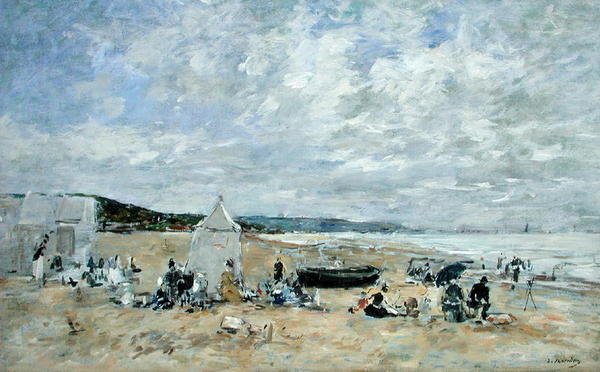 Strandscene (olje på lerret) av Eugene Louis Boudin