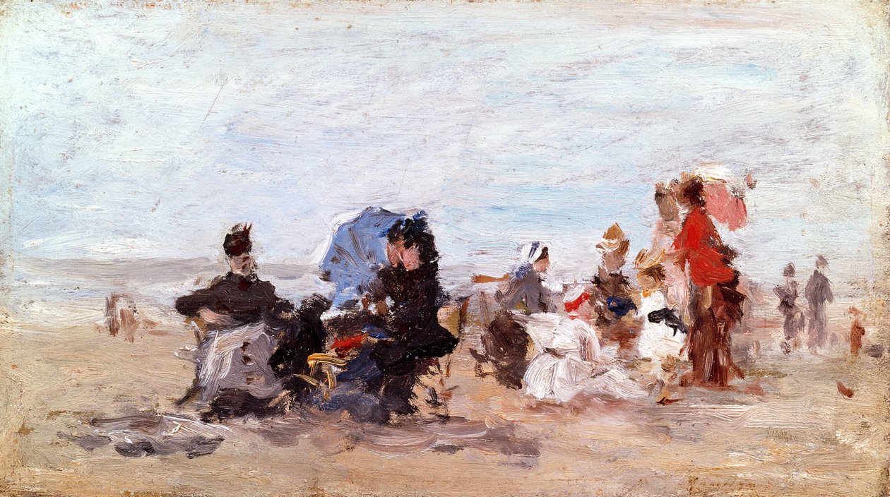 Strand nær Deauville, ca. 1874 av Eugene Louis Boudin