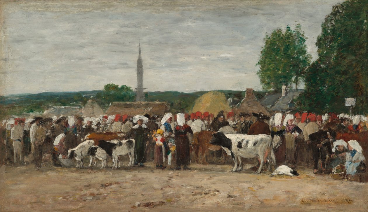 Messe i Bretagne, 1874. av Eugene Louis Boudin