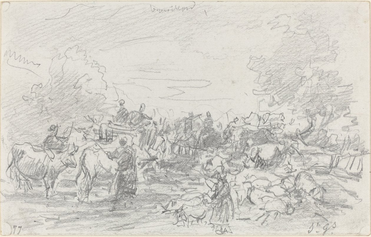 Herds Crossing a Stream, 1877. av Eugene Louis Boudin