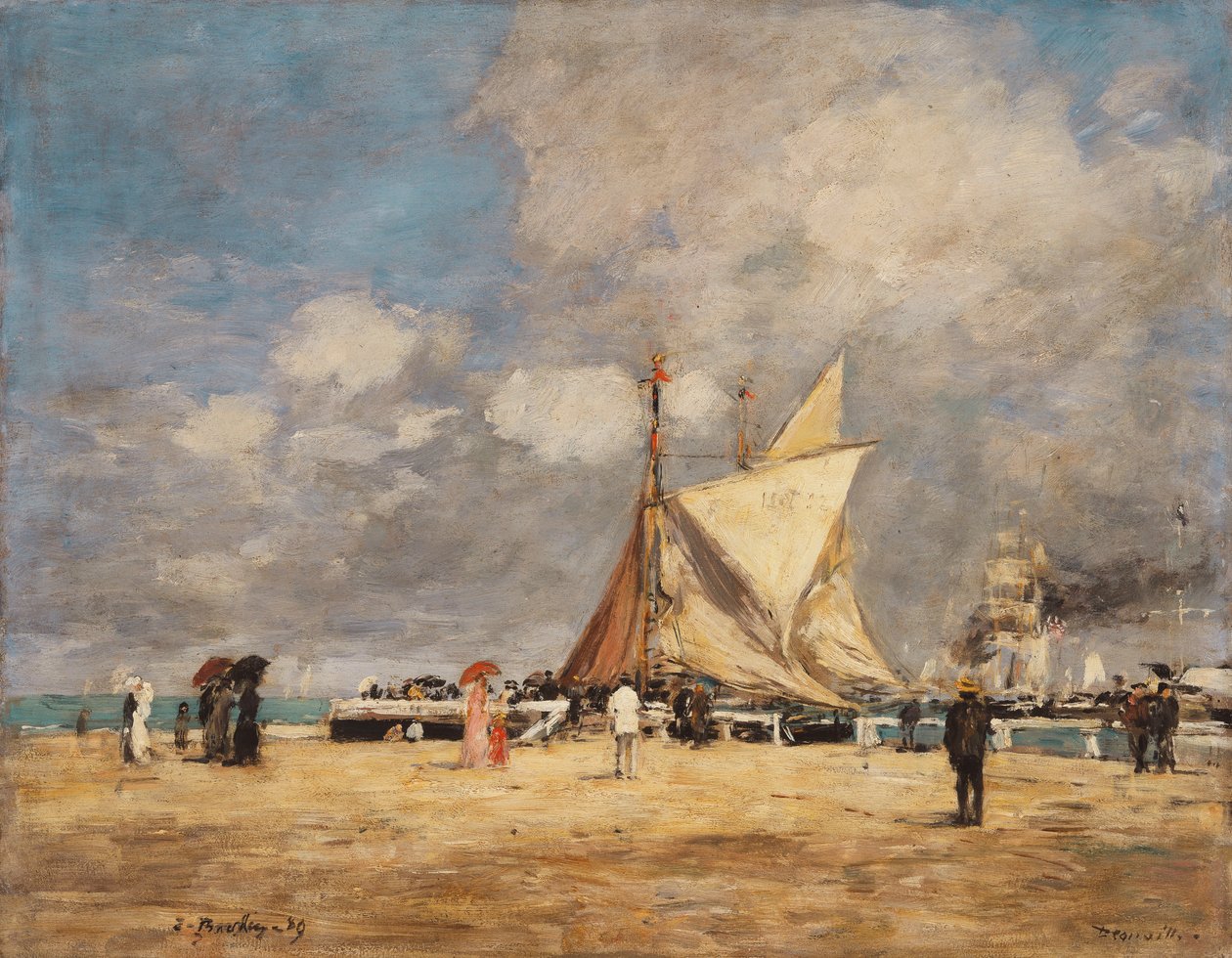 På bryggen, Deauville, 1889 av Eugene Louis Boudin